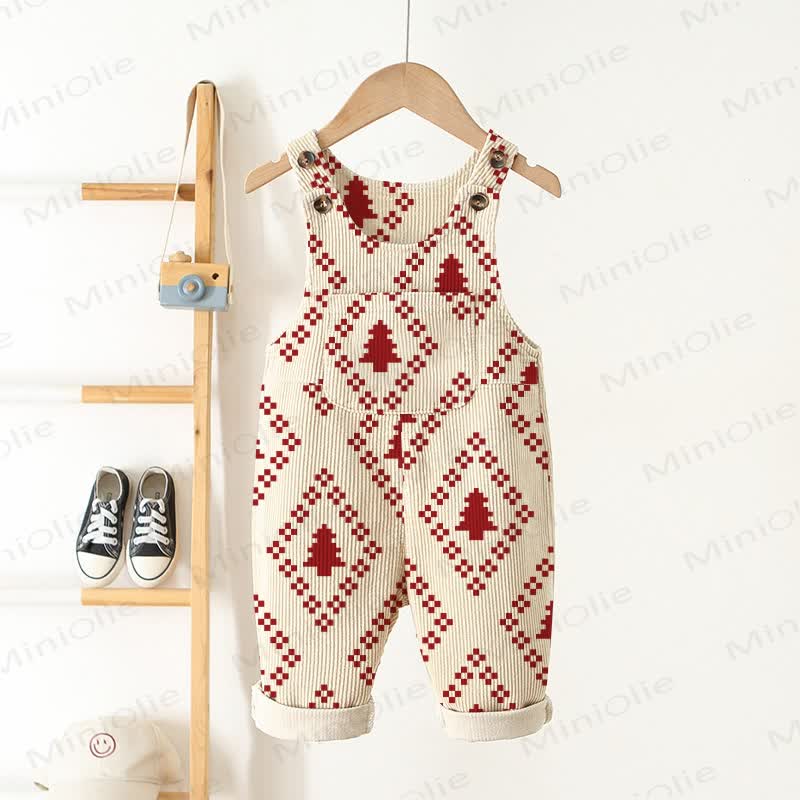 Baby Toddler Tree Diamond Corduroy Overalls - Beige - 3-5T - image 1