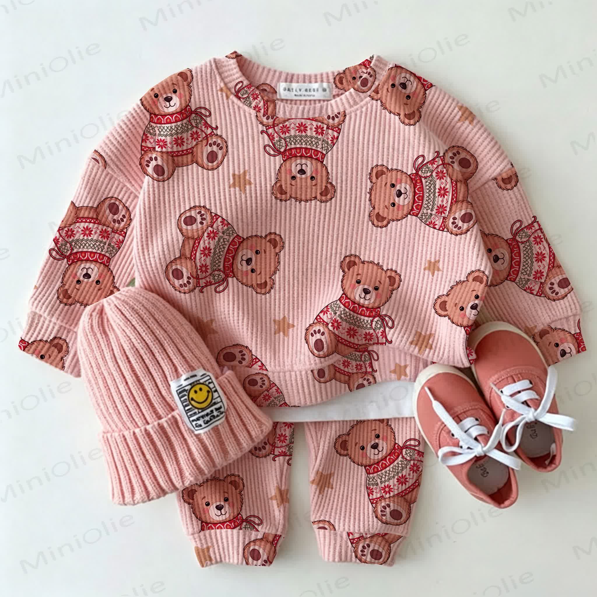 Baby Bear Pink Waffle 2-piece Set - Pink - 2-3T - image 1