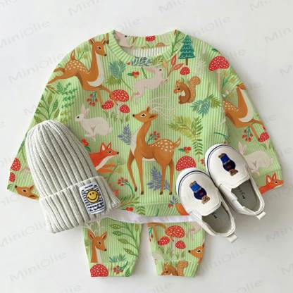 Baby Forest Deer Light Green Waffle 2-piece Set - Light Green - 2-3T - image 1