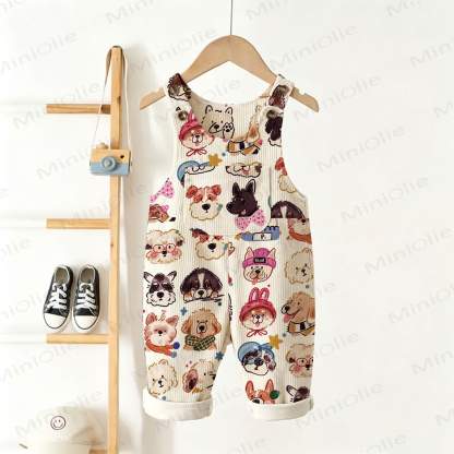 Baby Toddler Dogs Corduroy Overalls - Beige - 3-5T - image 1