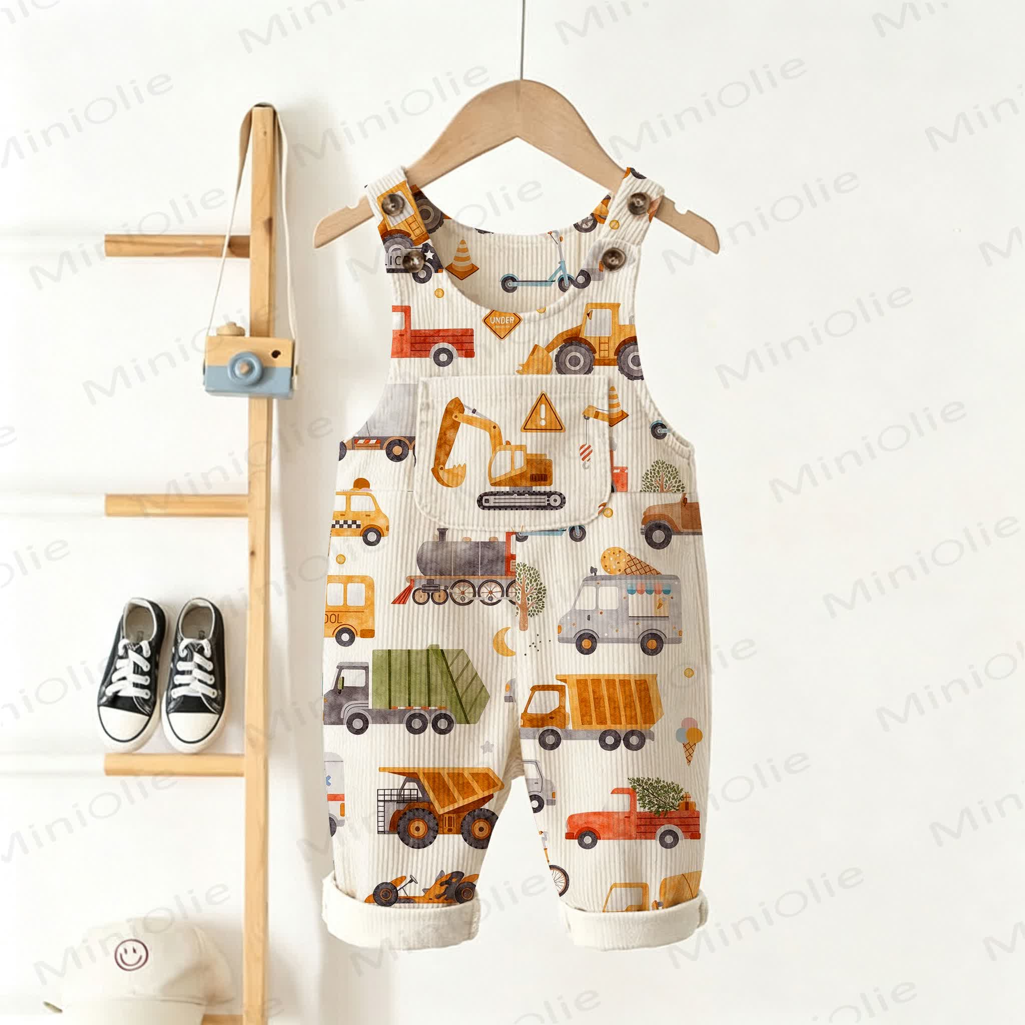 Baby Toddler Truck Corduroy Overalls - Beige - 3-5T - image 1