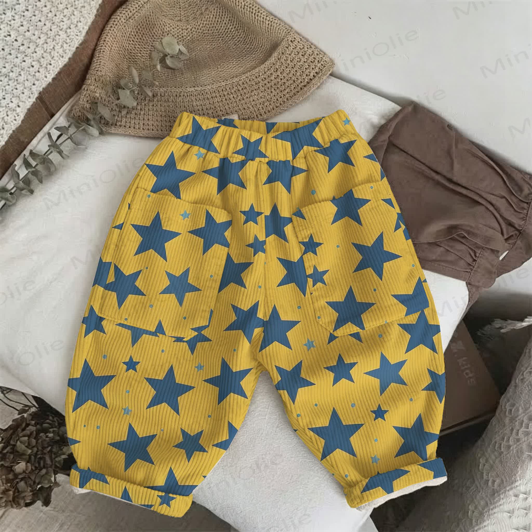 Baby Toddler Blue Star Yellow Corduroy Pants - Yellow - 3-5T - image 1