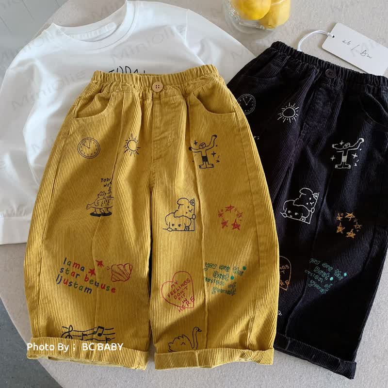 Toddler Doodle Print Corduroy Straight Leg Pants - image 1