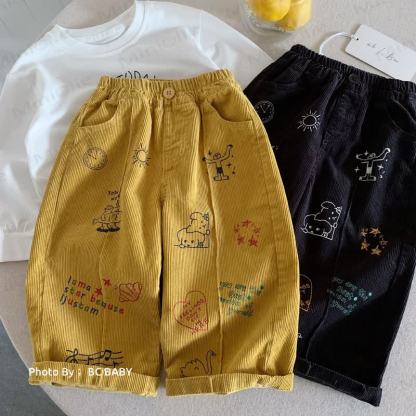 Toddler Doodle Print Corduroy Straight Leg Pants - image 1