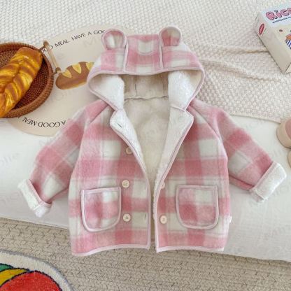 Baby Toddler Pink Fleece Lined Hooded Coat - image 3