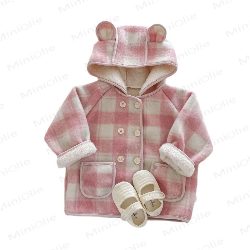 Baby Toddler Pink Fleece Lined Hooded Coat - image 2