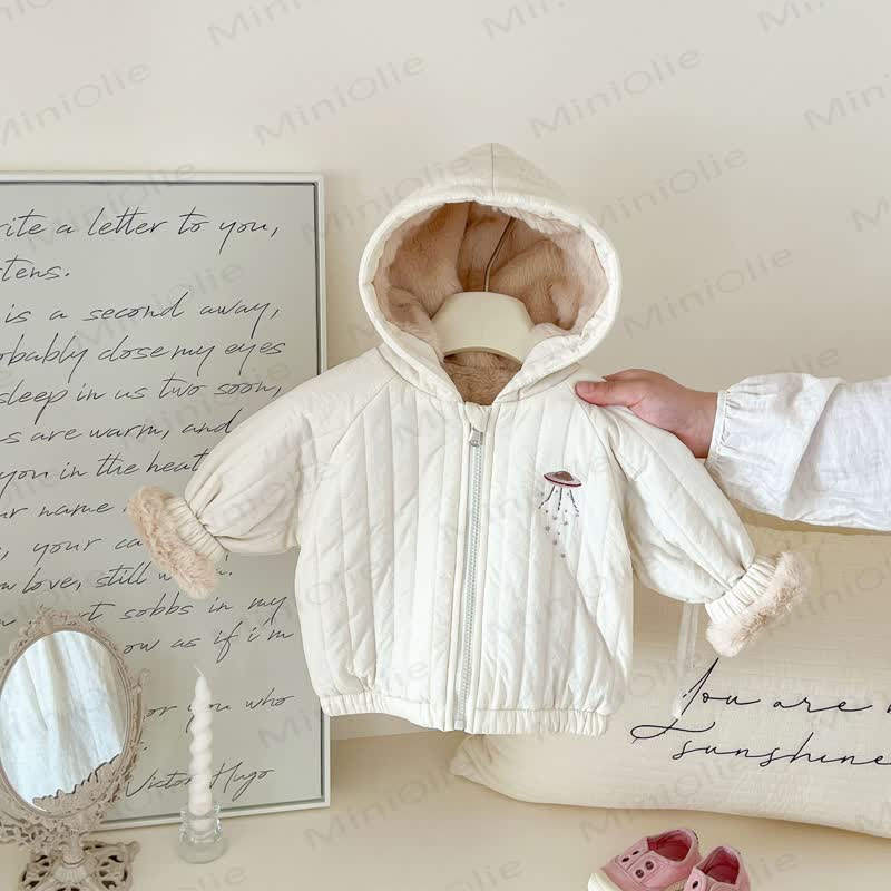 Baby Toddler Girl Quilted Hooded Jacket - Beige - 4-5T - image 2