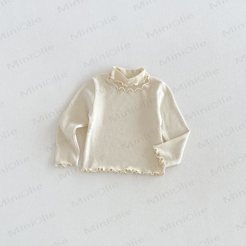 Baby Toddler Girl Soft Pastel Ruffle Collar T-Shirt - Beige - 6-7T - image 5
