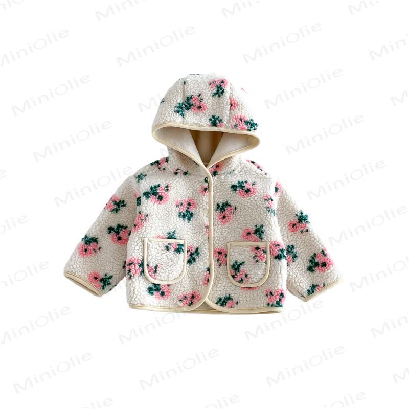 Baby Toddler Girl Floral Fleece Hooded Jacket - image 6