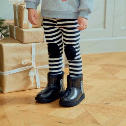 Baby Toddler Girl Striped Knee Leggings - Black - 4-5T - image 2