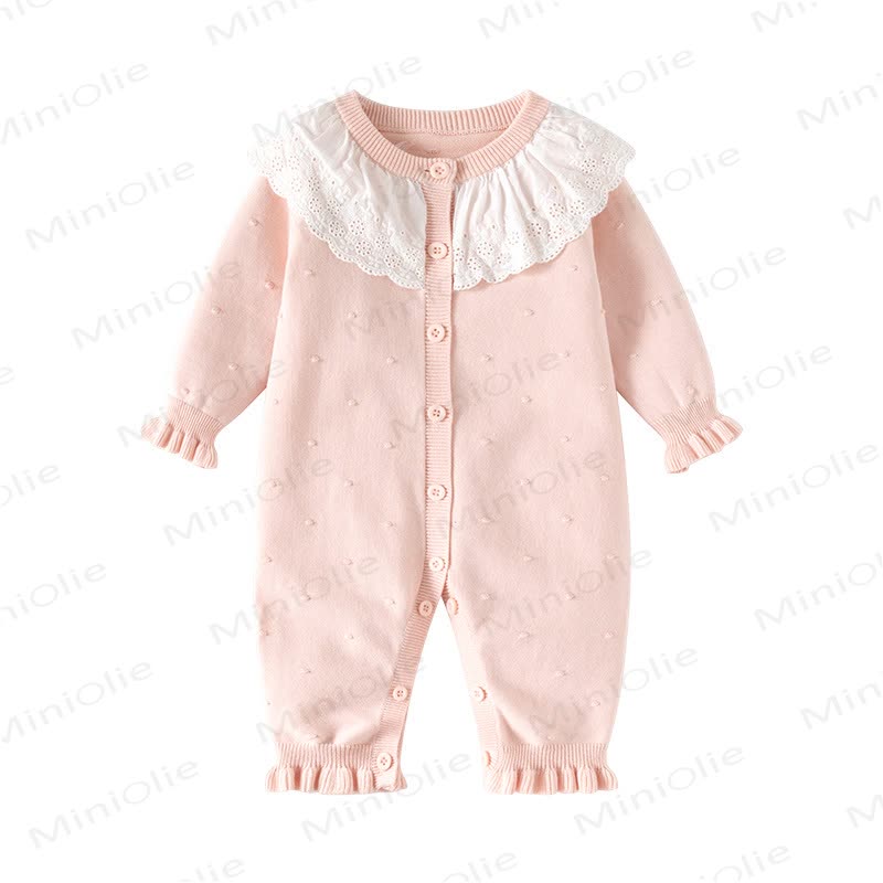 Baby Girl Lace Collar Button Front Romper - image 2