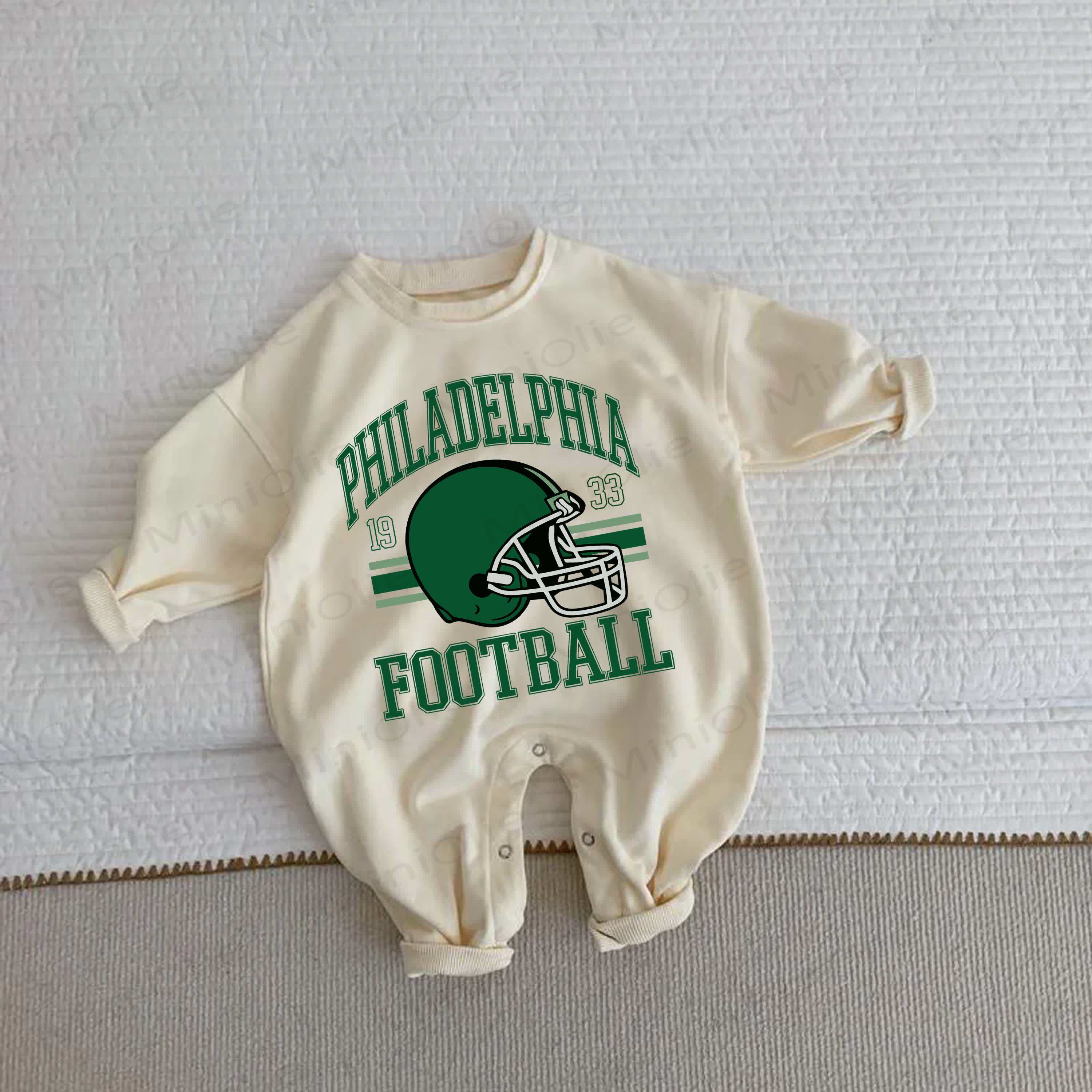 PHILADELPHIA FOOTBALL Baby Football Helmet Beige Romper - Beige - 2-3T - image 1