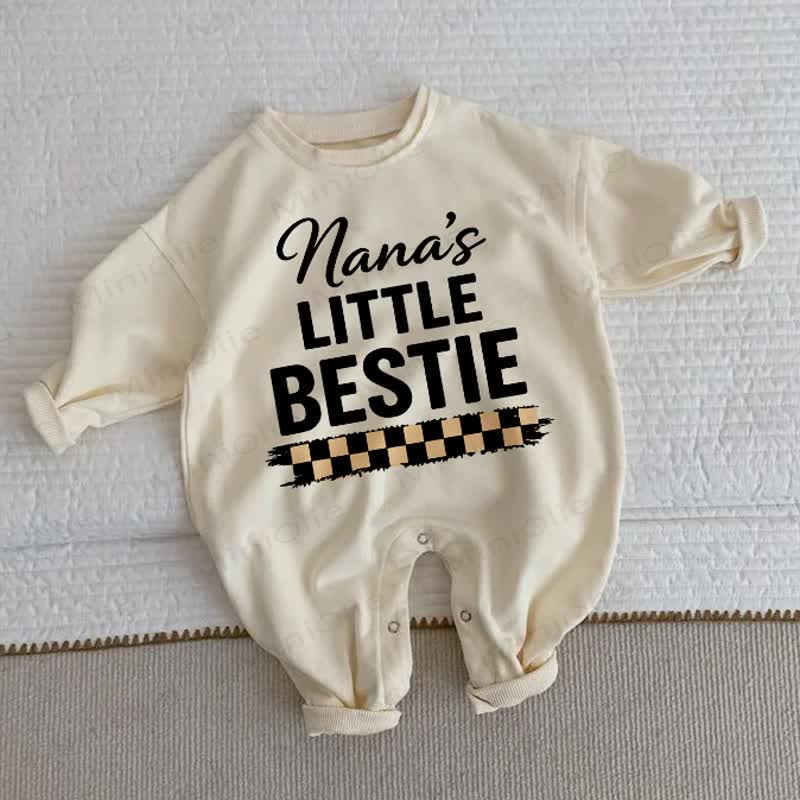NANA'S LITTLE BESTIE Baby Finish Line Beige Romper - Beige - 2-3T - image 1