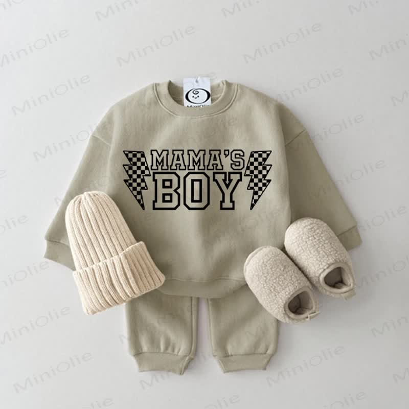 MAMA'S BOY Baby Finish Line Grey Green Sweatshirt 2-piece Set - Grey Green - 2-3T - image 1