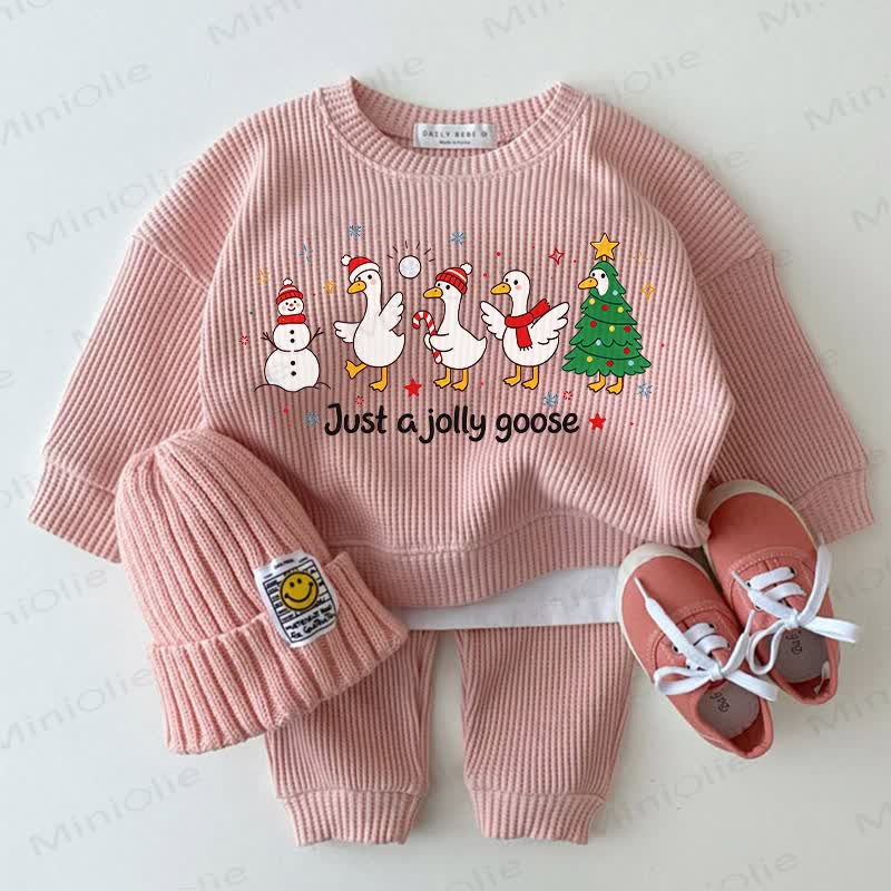 JUST A JOLLY GOOSE Baby Christmas Snowman Goose Tree Pink 2-piece Set - Pink - 2-3T - image 1