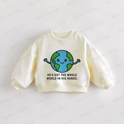 HE'S GOT THE WHOLE WORLD IN HIS HANDS Baby Toddler The Earth Cream Sweatshirt - Cream - 3-5T - image 1