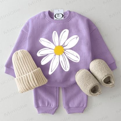 Baby Flower Sweatshirt and Pants 2-piece Purple Set - Purple - 2-3T - image 1