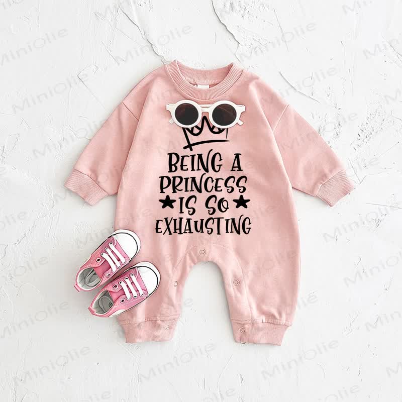  BEING A PRINCESS IS SO EXHAUSTING Baby Pink Romper - Pink - 2-3T - image 1