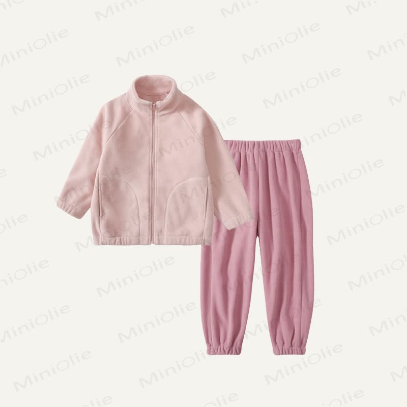 Toddler Cozy Fleece Zip Jacket and Jogger 2-piece Set - Pink - 10-11T - image 2