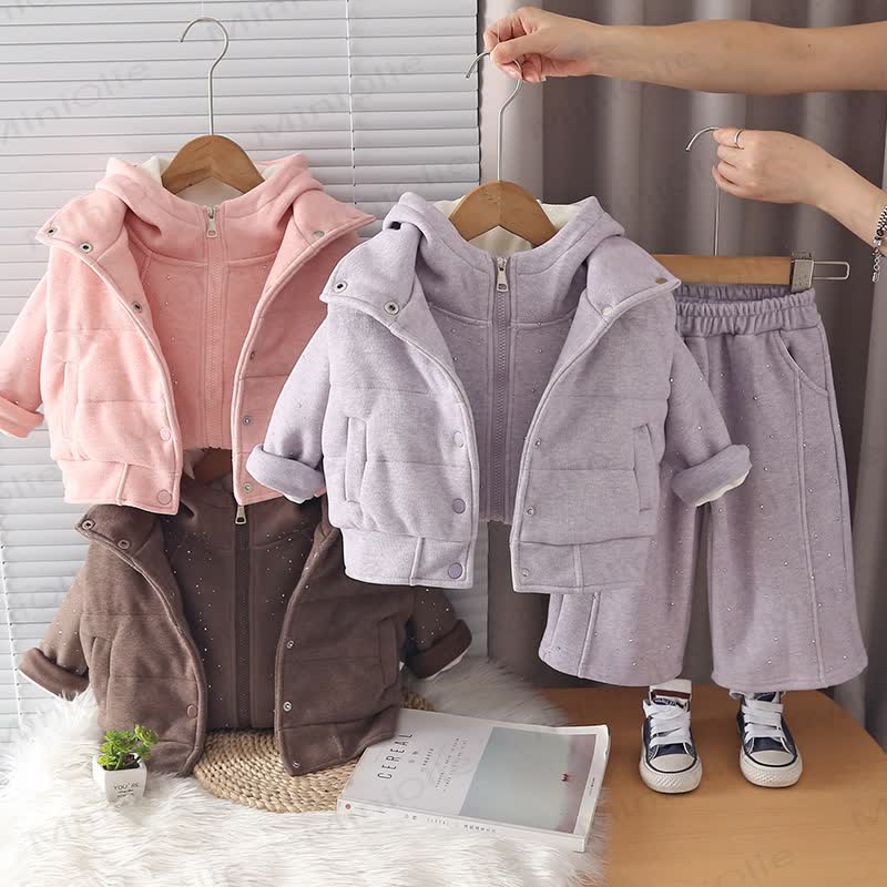 Toddler Girl Cozy Fleece Vest 3-piece Set - image 1