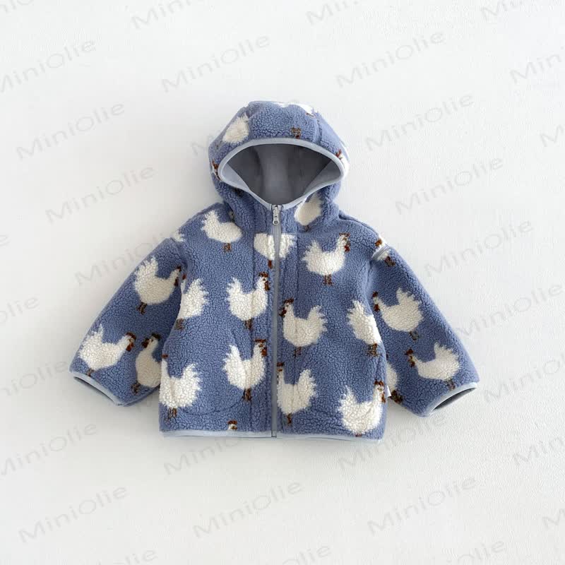 Baby Toddler Cozy Fleece Hooded Jacket or Jeans - Blue - 4-5T - image 2
