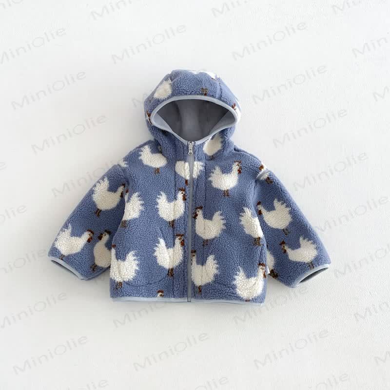 Baby Toddler Cozy Fleece Hooded Jacket or Jeans - Blue - 4-5T - image 2