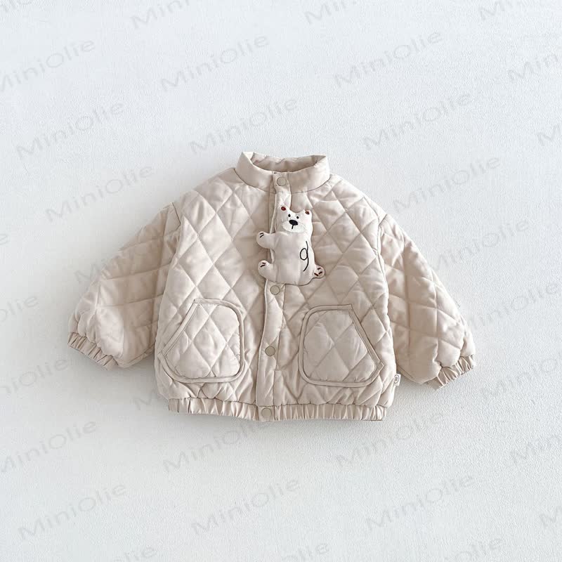 Baby Toddler Quilted Bear Patch Jacket or Pants - Beige - 4-5T - image 2
