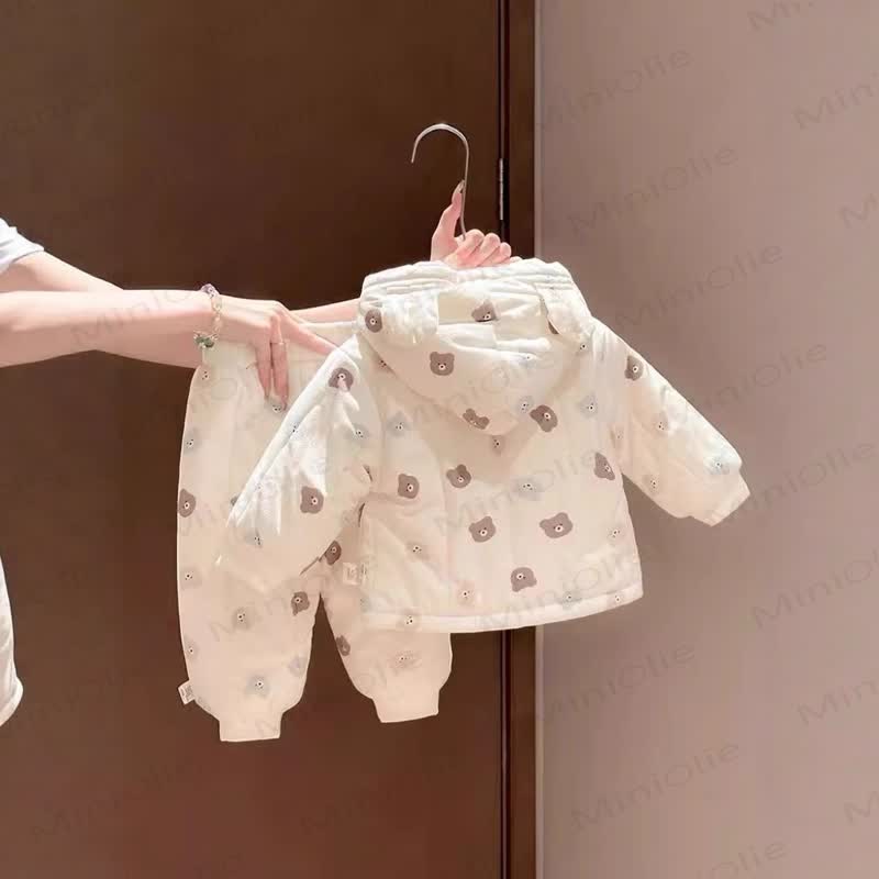 Baby Bear Print Hooded Jacket and Pants 2-piece Set - image 2
