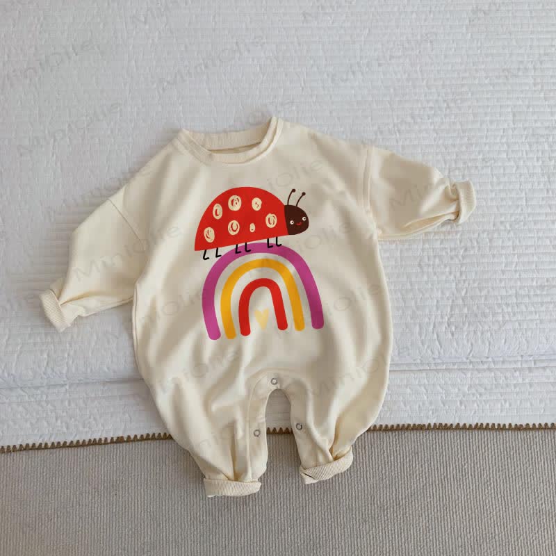 Baby Toddler Rainbow Ladybug Beige Romper - Beige - 2-3T - image 1