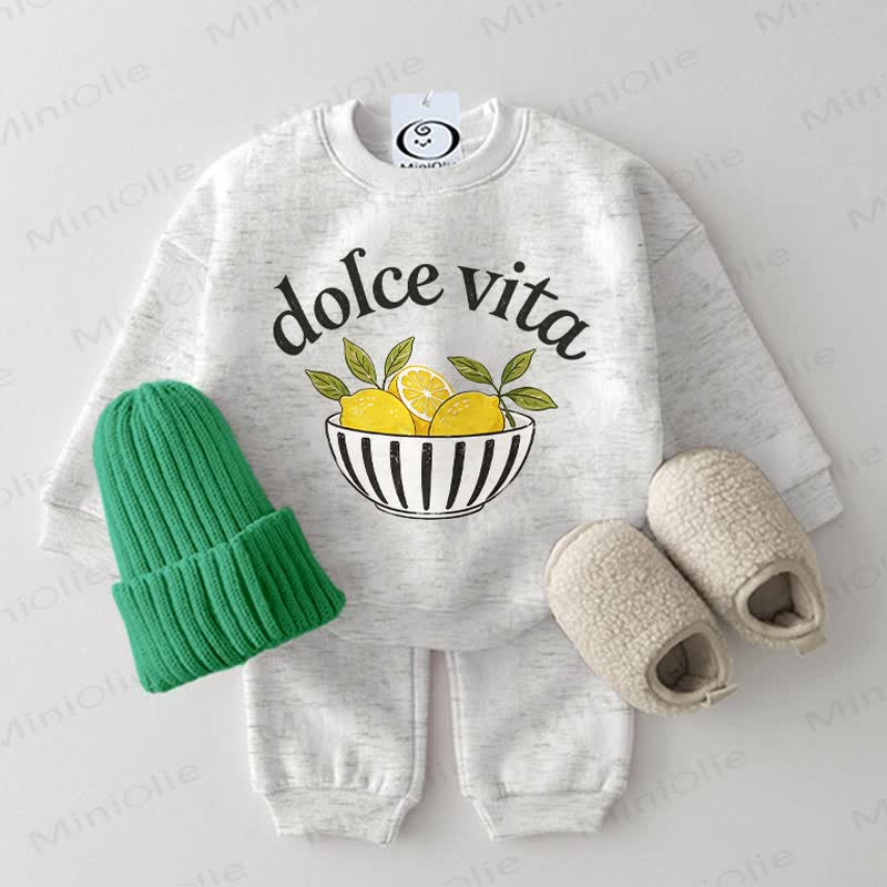 DOLCE VITA Baby Lemon Light Grey Sweatshirt 2-piece Set - Light Grey - 2-3T - image 1