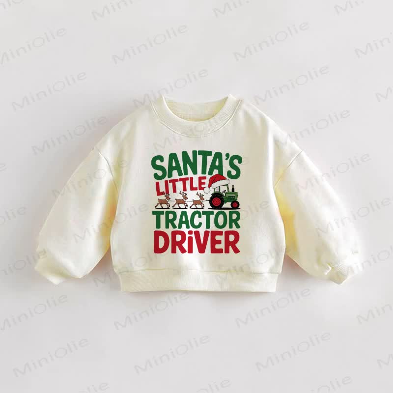 SANTA'S LITTLE TRACTOR DRIVER Baby Toddler Cream Sweatshirt - Cream - 3-5T - image 1