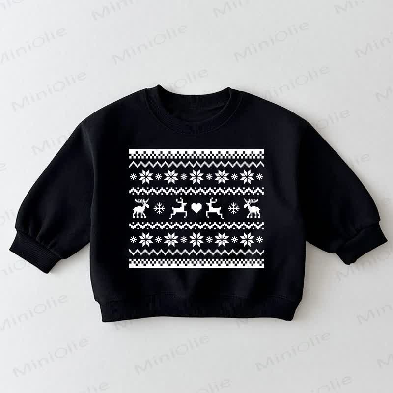 Baby Toddler Snowflake Deer Black Sweatshirt - Black - 3-5T - image 1