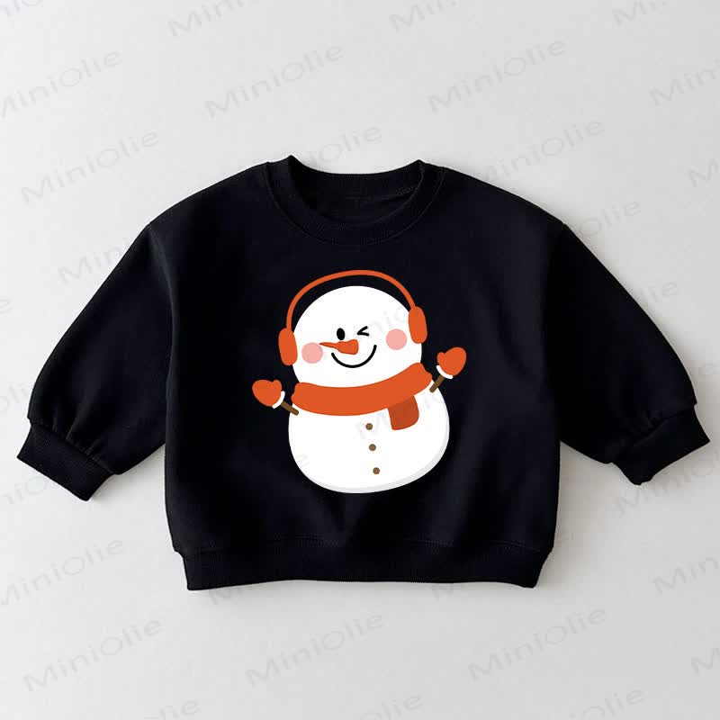 Baby Toddler Snowman Black Sweatshirt - Black - 3-5T - image 1