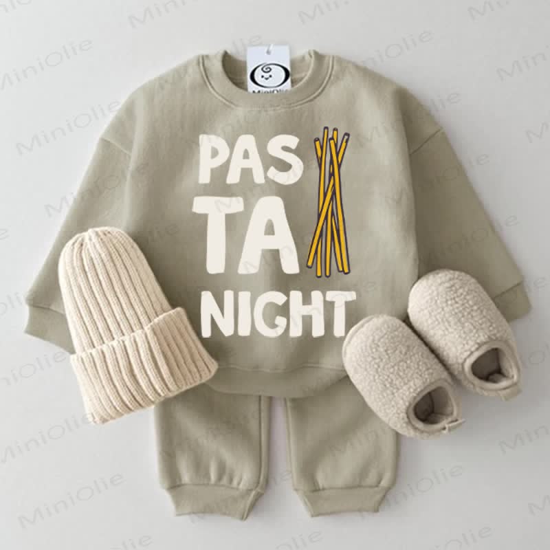 PASTA NIGHT Baby Sweatshirt 2-piece Set - Grey Green - 2-3T - image 1