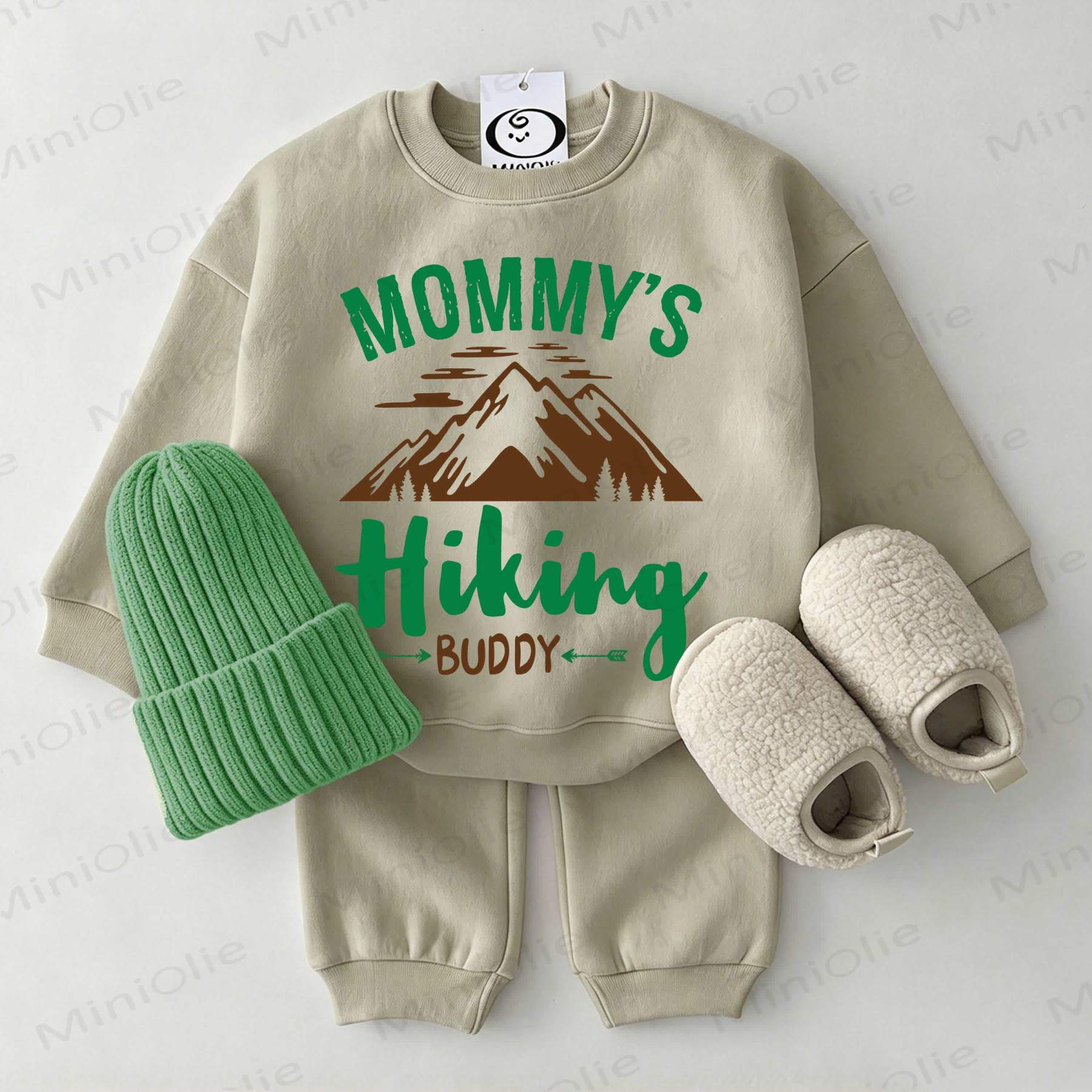 MOMMY'S HIKING BUDDY Baby Peak Sweatshirt 2-piece Grey Green Set - Grey Green - 2-3T - image 1