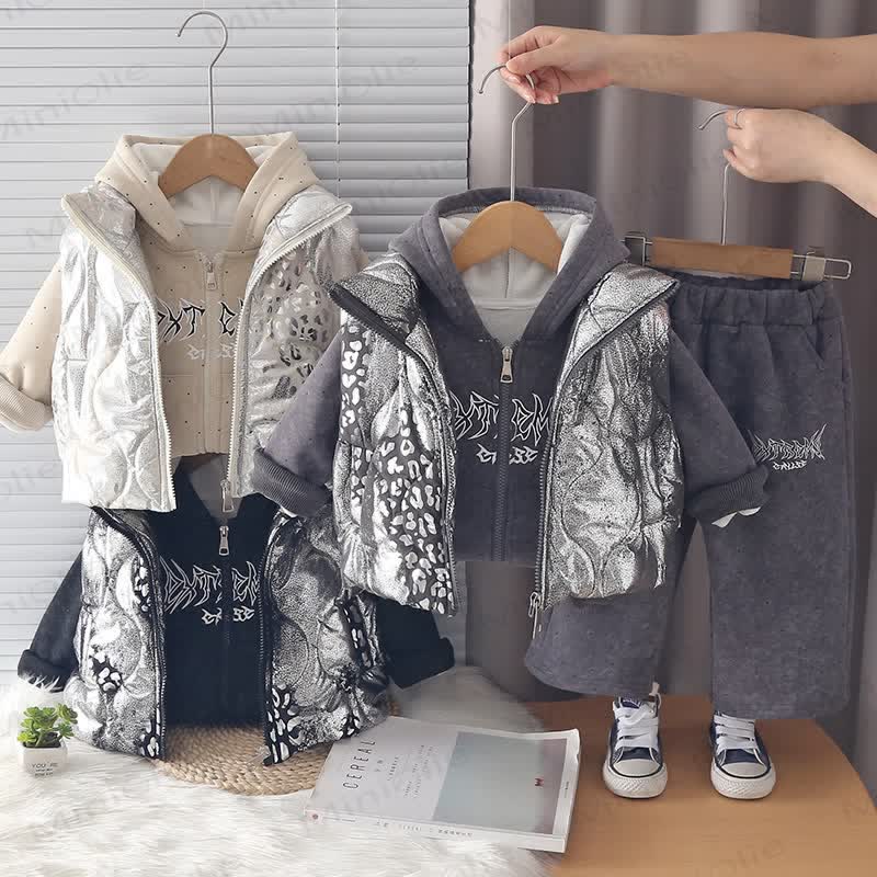 Toddler Wing Print Fleece Vest 3-Piece Set - image 1