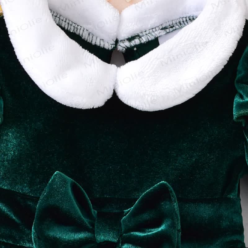 Baby Girl Collar Bow Christmas Lantern Sleeves Party Dress - image 2