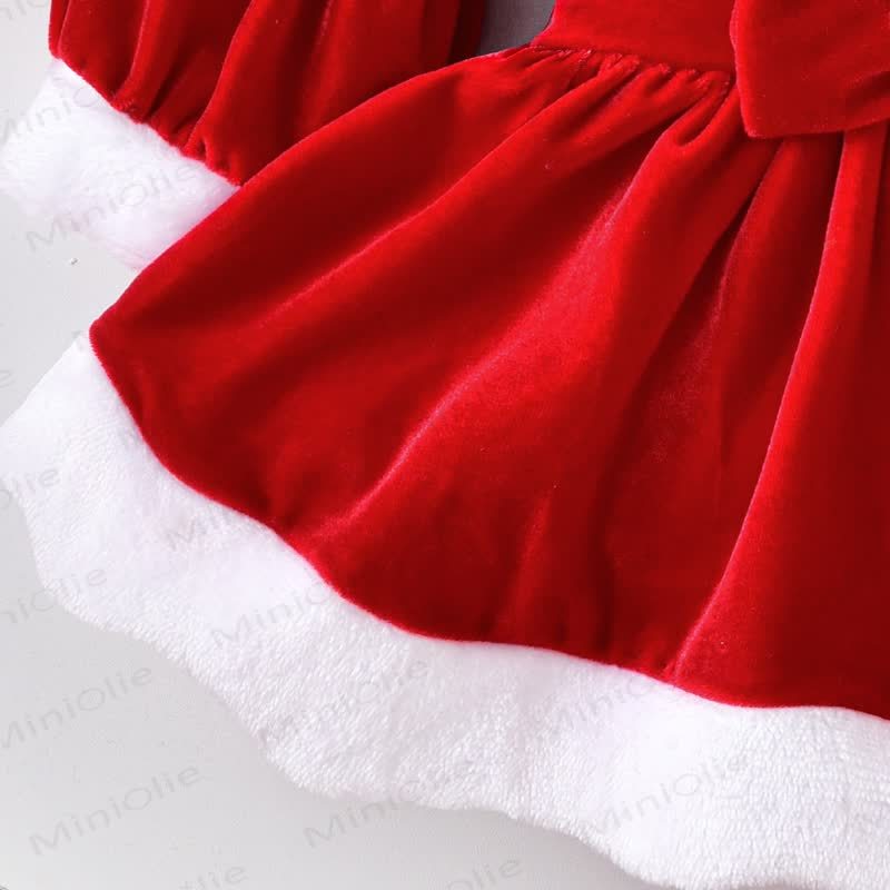 Baby Girl Collar Bow Christmas Lantern Sleeves Party Dress - image 7