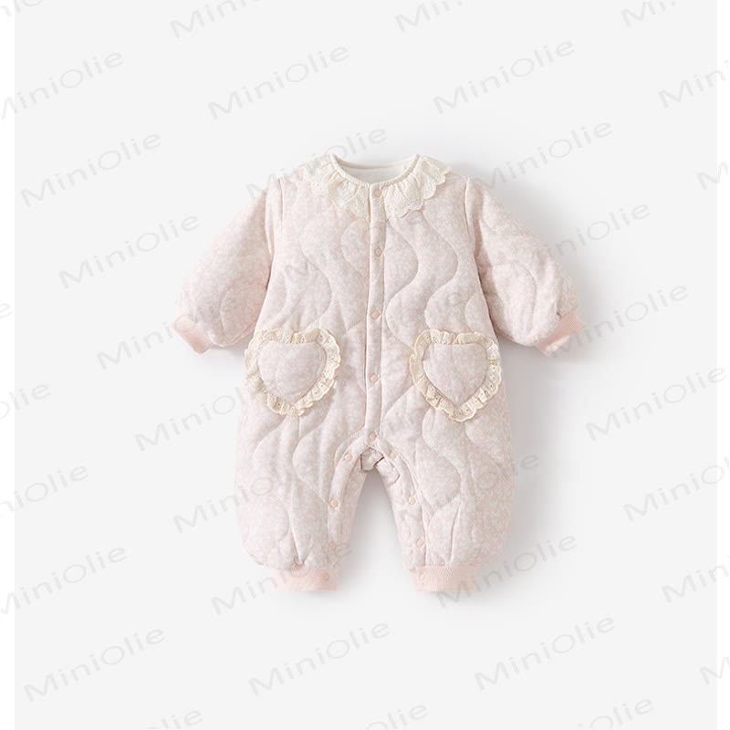 Baby Girl Pink Floral Heart Quilted Romper - Pink - 18-24M - image 1