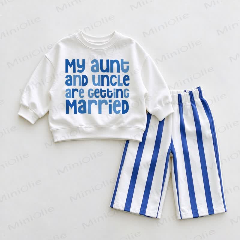 MY AUNT AND UNCLE ARE GETTING MARRIED Baby Sweatshirt and Blue Pants 2-piece Set - White&Blue - 2-3T - image 1