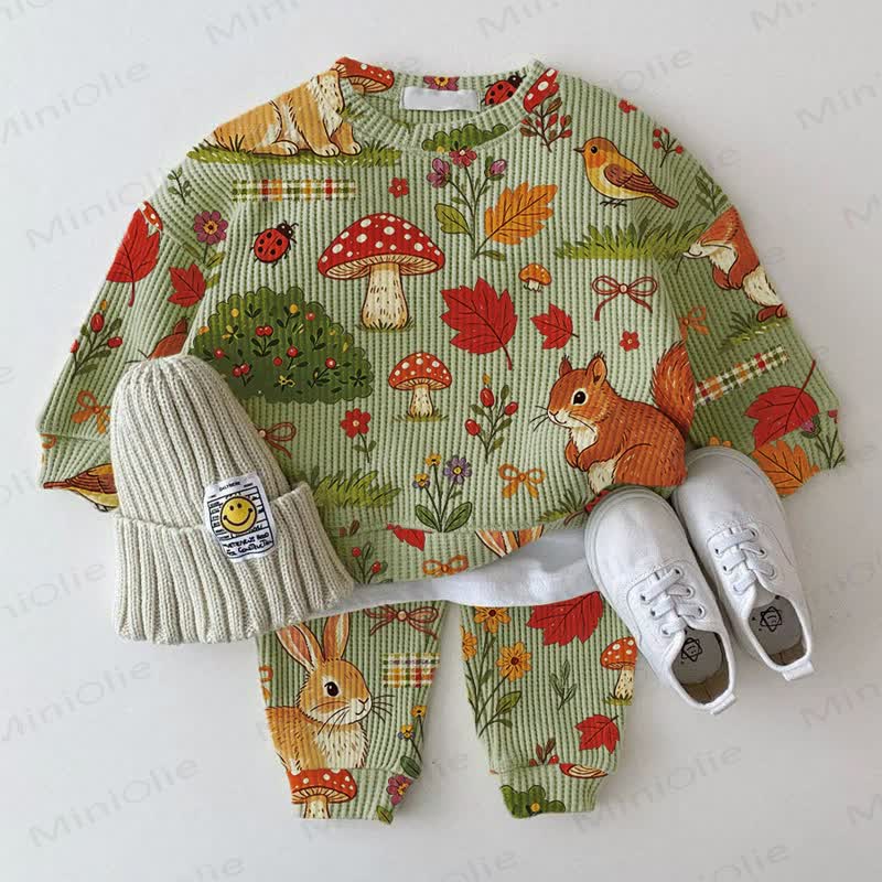 Baby Forest Scene Green Waffle 2-piece Set - Green - 2-3T - image 1