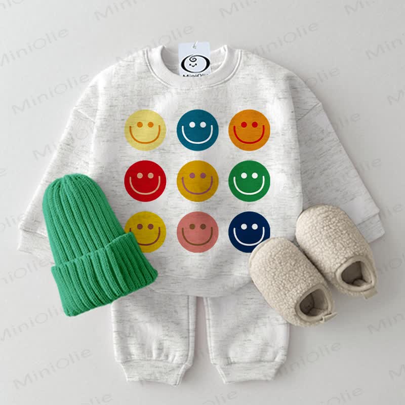 Baby Smiley Light Grey Sweatshirt 2-piece Set - Light Grey - 2-3T - image 1