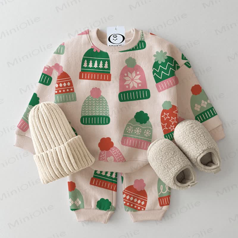 Baby Toddler Christmas Hat Beige 2-piece Set - Beige - 2-3T - image 1