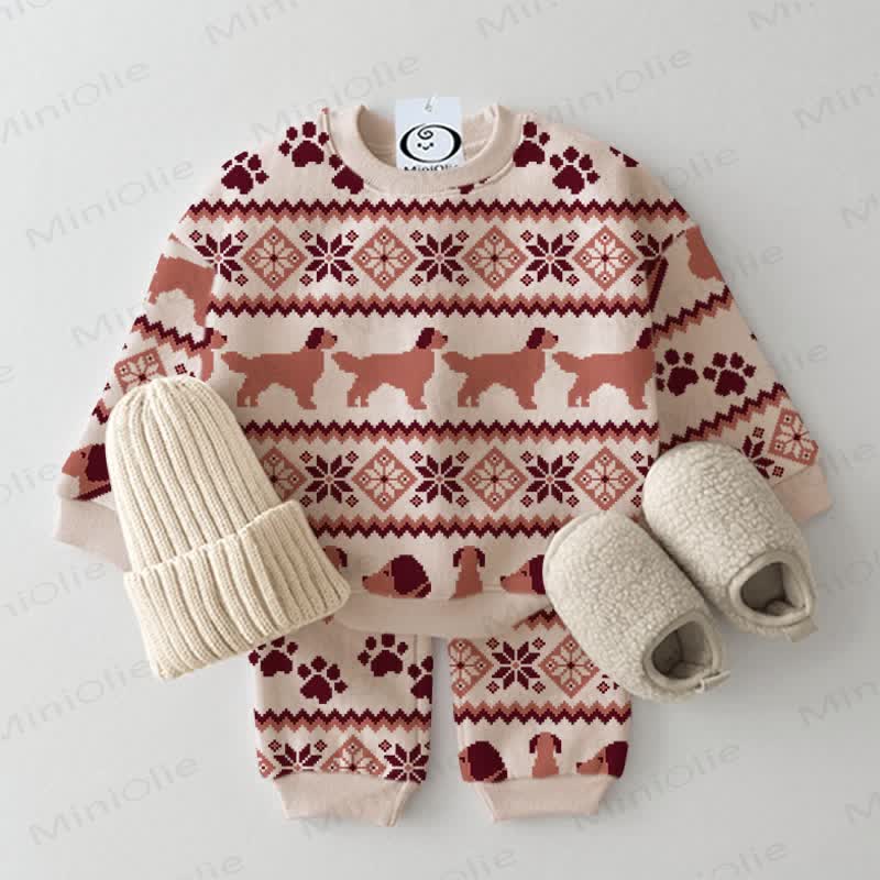 Baby Toddler Puppy Beige 2-piece Set - Beige - 2-3T - image 1