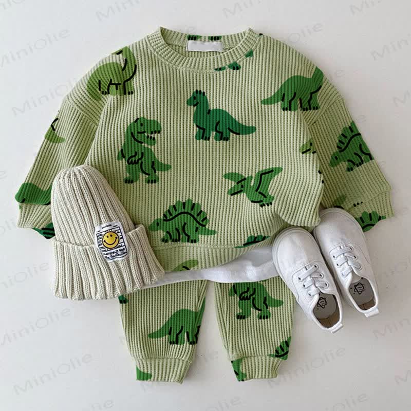 Baby Green Waffle Dinosaur 2-piece Set - Green - 2-3T - image 1