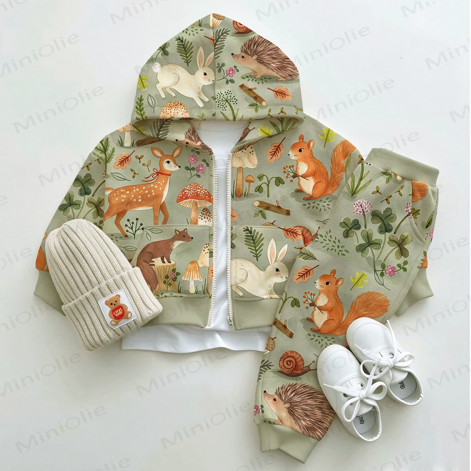 Baby Animal Hoodie and Pants 2-piece Set - Green - 3-5T - image 1