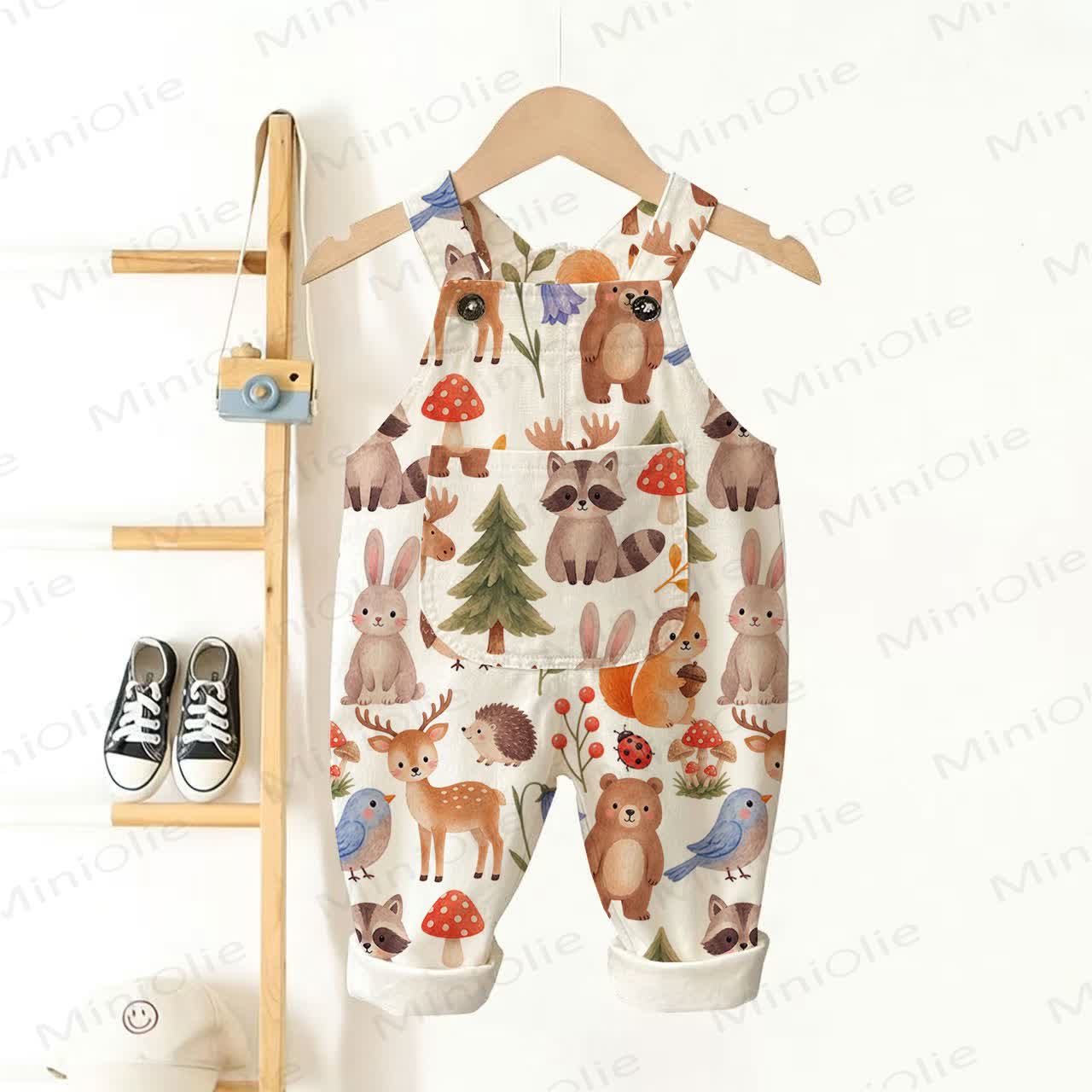 Baby Toddler Animal Pocket Overalls - Beige - 3-5T - image 1