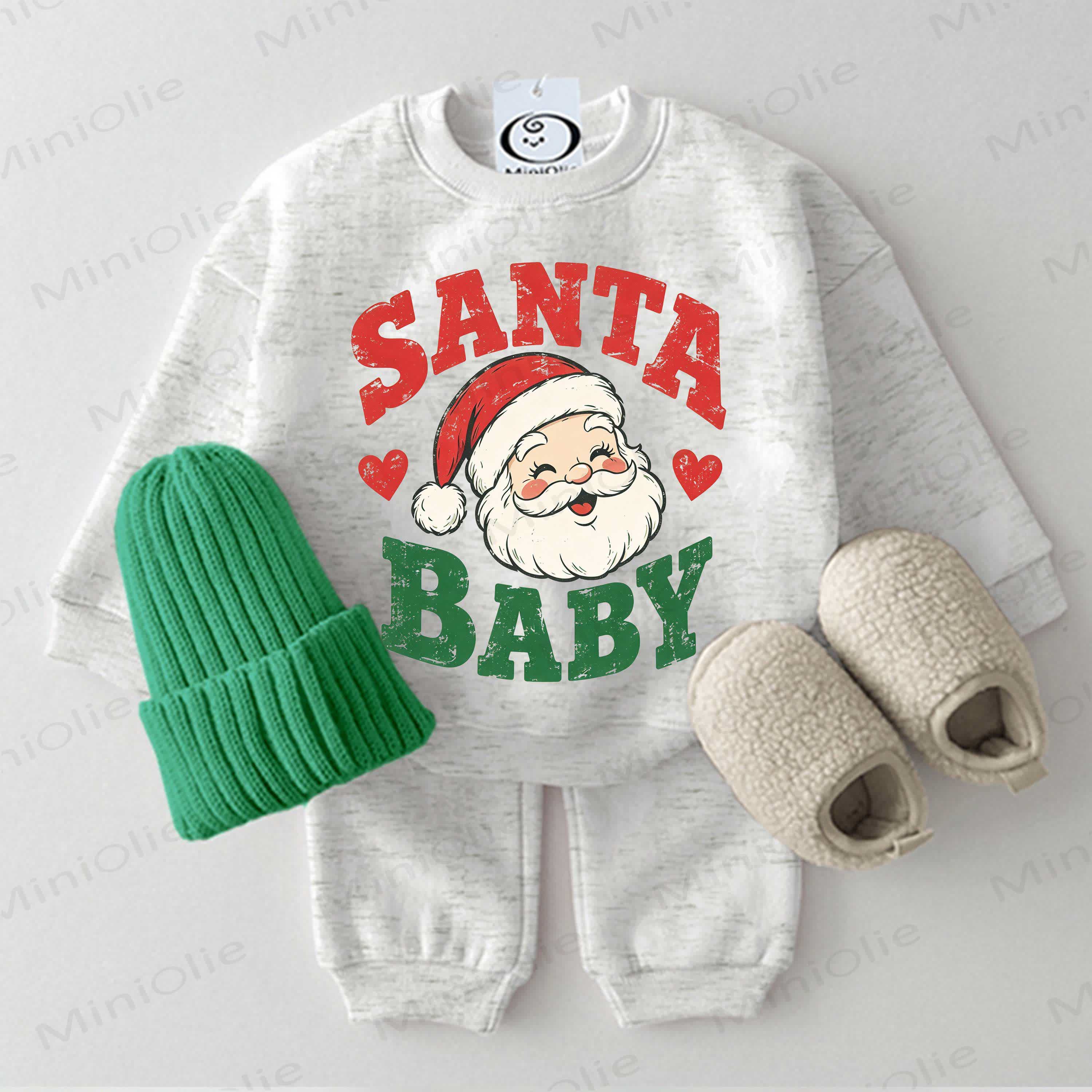 SANTA BABY Baby Light Grey Sweatshirt 2-piece Set - Light Grey - 2-3T - image 1