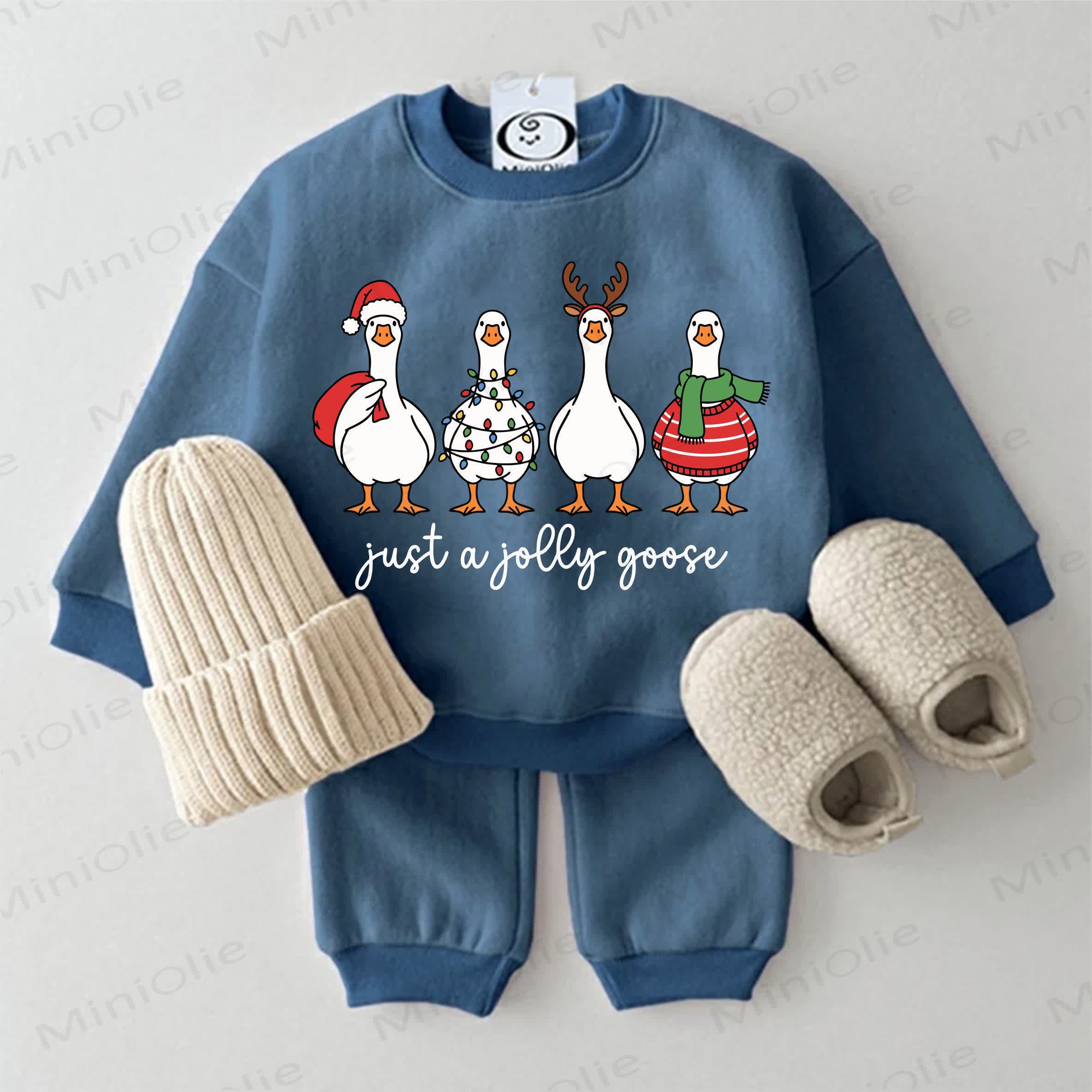 JUST A JOLLY GOOSE Baby Sweatshirt 2-piece Blue Set - Blue - 2-3T - image 1