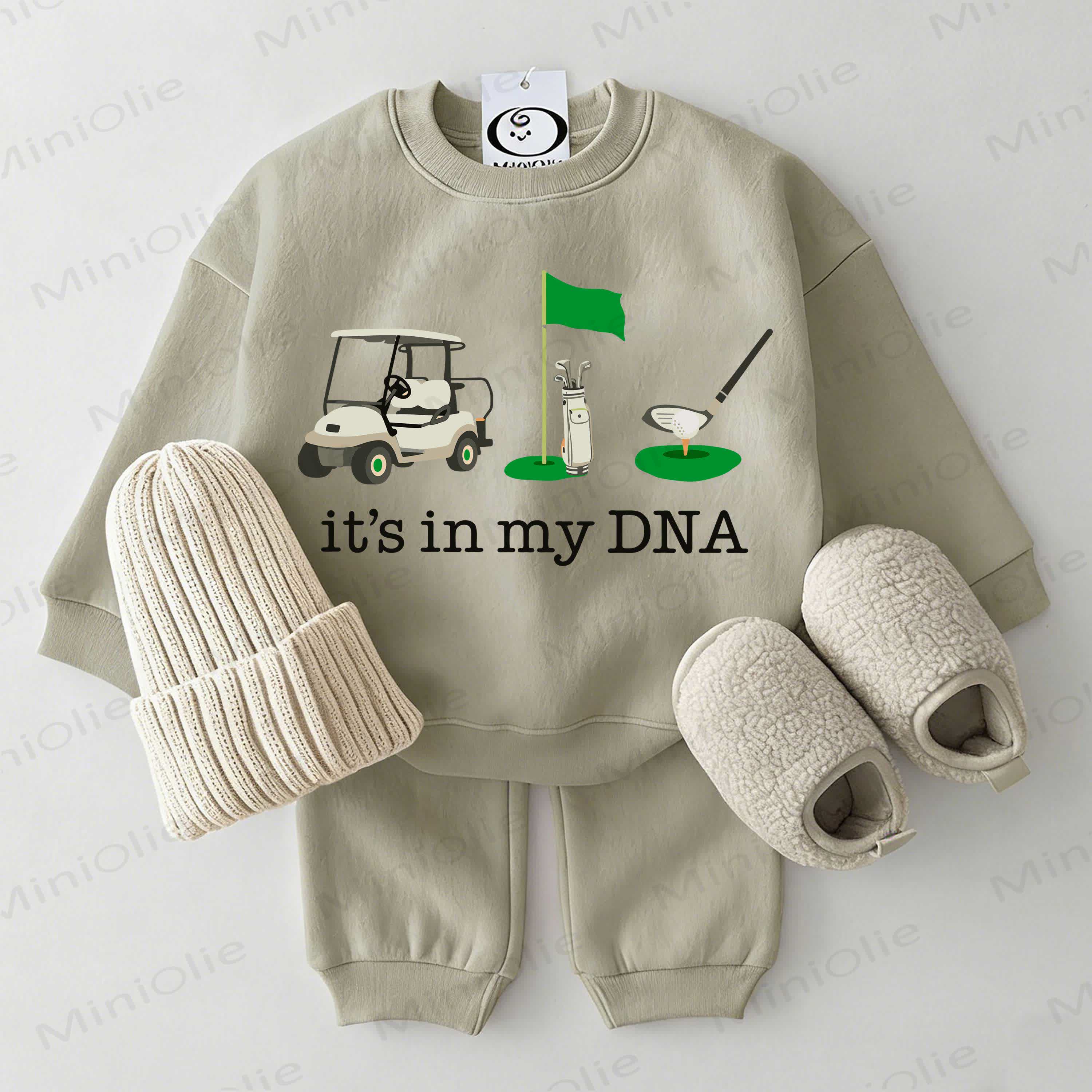 IT'S IN MY DNA Baby Golf Sweatshirt 2-piece Set - Grey Green - 2-3T - image 1